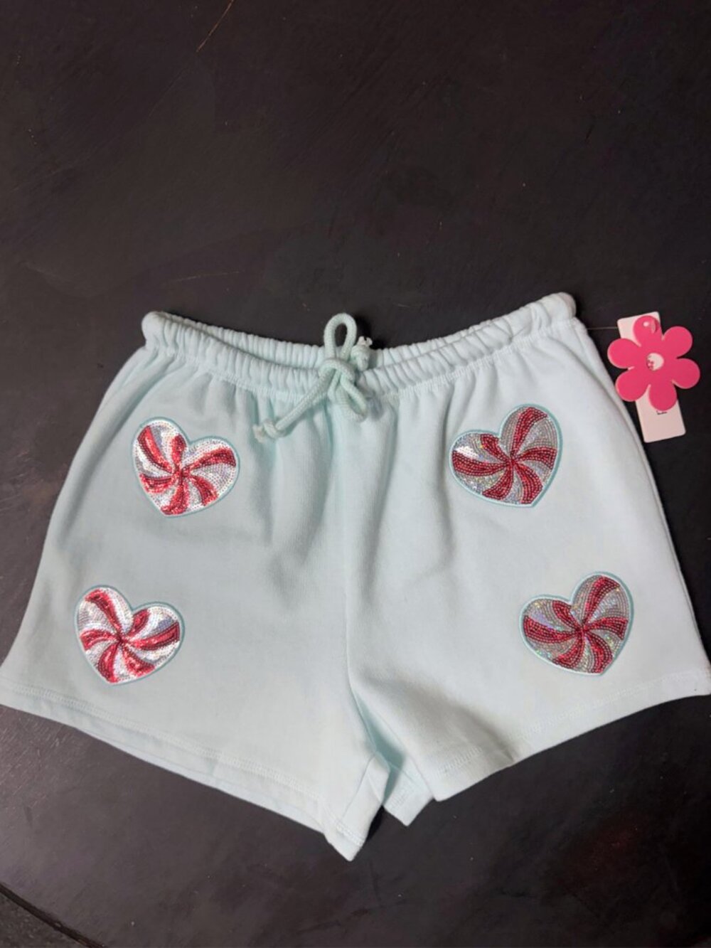 Paper Flower Girls Sequin Candy Cane Shorts NWT